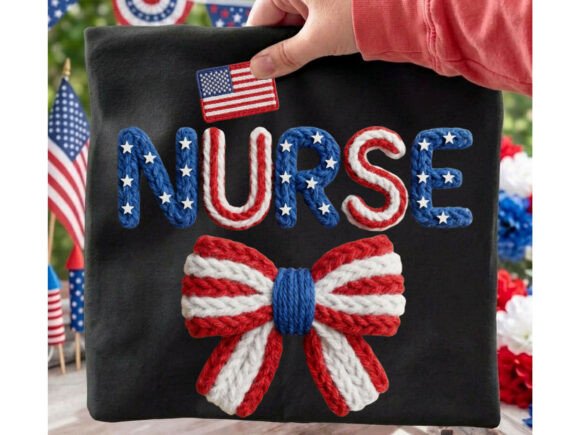 Download Nurse Flag Bow Faux Yarn Design Tshirt - Design Collection