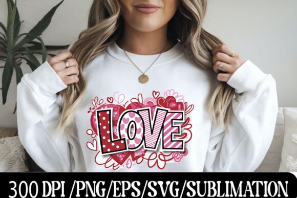 Download Playful LOVE Typography Design with Patt - Design Collection