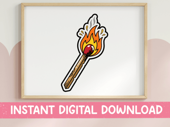 Download Lit Match Flame Sticker Design - Design Collection