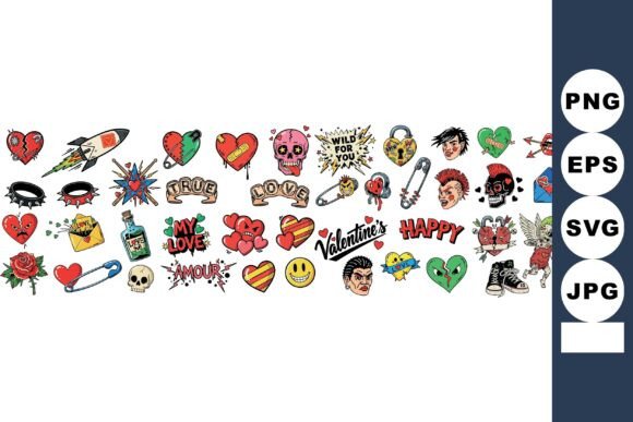 Download Colorful Retro 90s Valentine Design - Design Collection