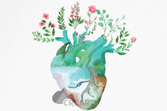 Download Floral Human Anatomical Heart Design Art - Design Collection