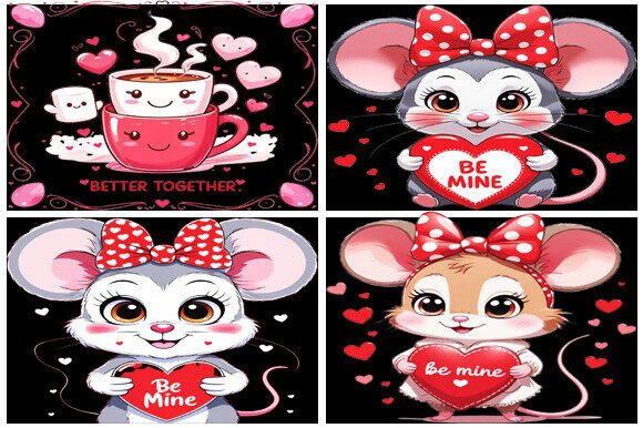 Download Cute Cartoon Mouse Valentine's Designs - Design Collection