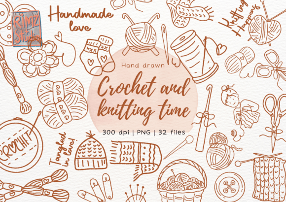Download Crochet and Knitting Elements Hand Drawn - Premium Resources