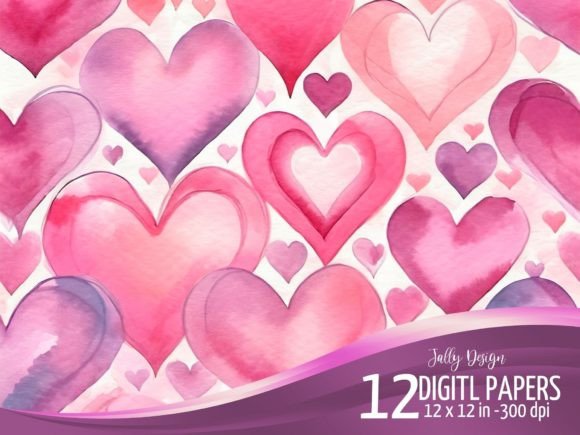 Download Watercolor Valentine's Day Hearts Design - Design Collection