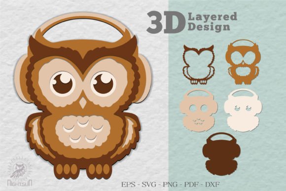 Download Cute Owl 3D Design SVG - Design Collection