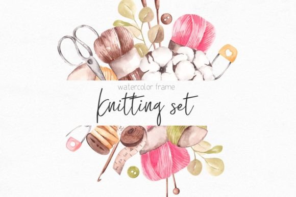Download Watercolor Knitting Frame - Knitting Collection