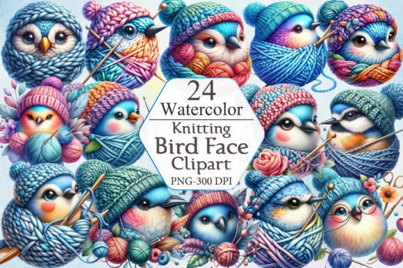 Download Knitting Bird Face Clipart Bundle - Knitting Collection