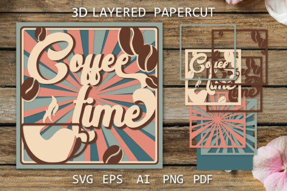 Download Coffee Time - Retro 3D Design Layeredcut - Design Collection