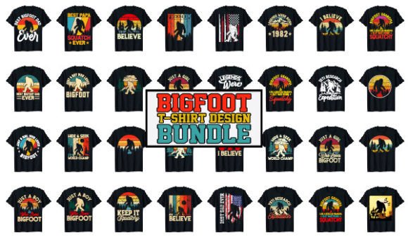 Download Sasquatch Bigfoot T-Shirt Designs Bundle - Design Collection